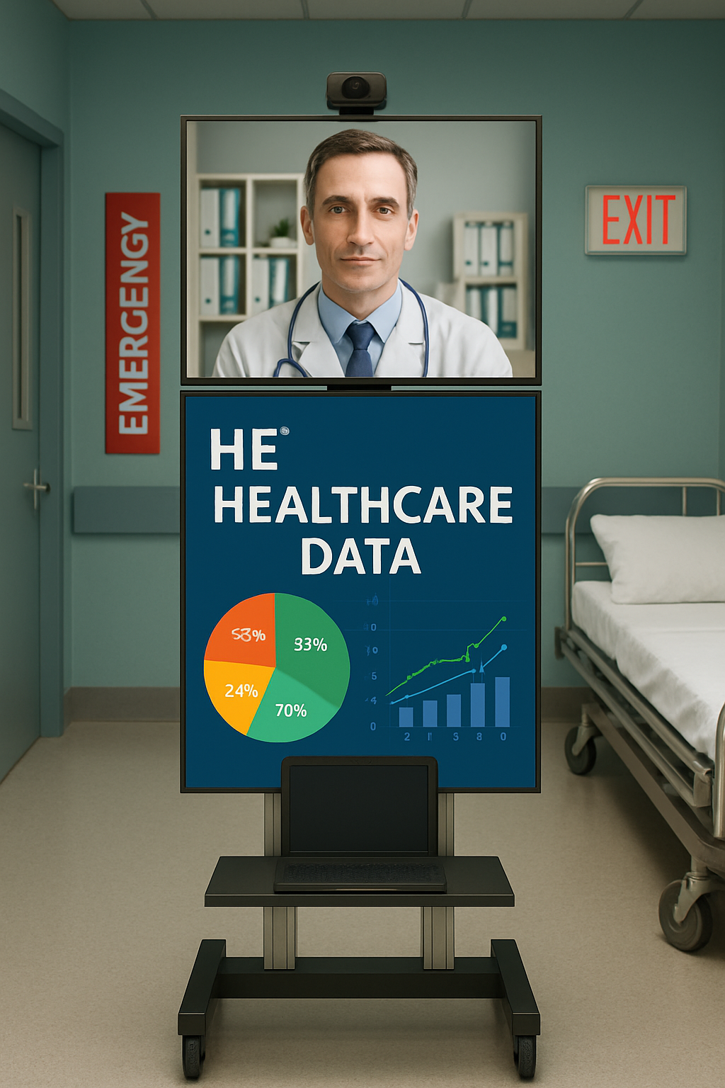 Dual-Screen Mobile Display System for Hospitals  Healthcare Video Conferencing Solution
