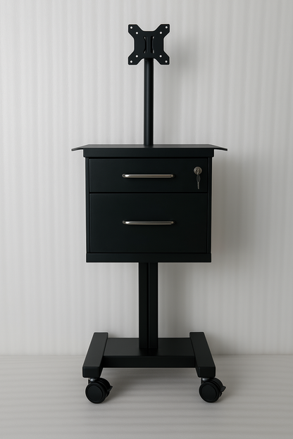 Sleek Mobile Workstation Cart with 32-Inch Display – Ideal for Hospitals,