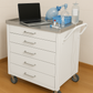 White Medical Crash Cart with Stainless Steel Top – 5-Drawer Mobile Emergency Trolley