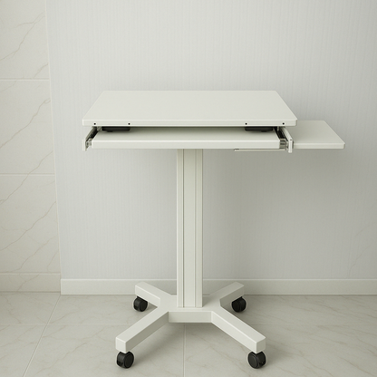 Height-Adjustable Laptop Workstation Cart with keyboard tray
