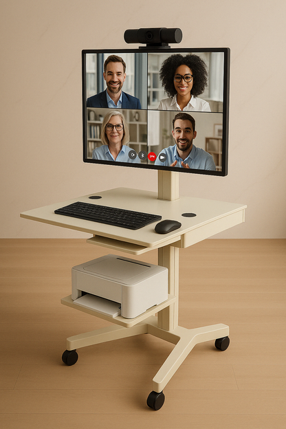 Mobile Video Conferencing Workstation -All-in-One Trolley System