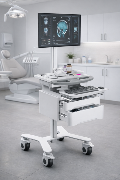 HSM-10 Mobile Diagnostic Computer Cart - Medical Stand with Storage