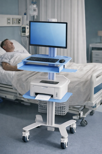 HSM-2 Clinical Computer on Wheels (COW) - Height Adjustable Stand