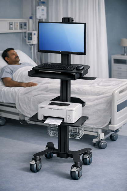 HSM-2 Clinical Computer on Wheels (COW) - Height Adjustable Stand
