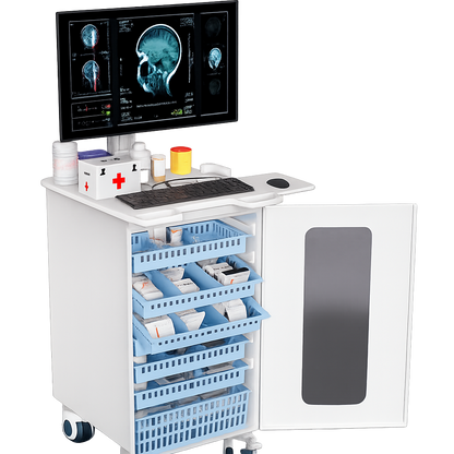 HSM-5 Ergonomic Laptop Medical Cart - Portable Nursing Station