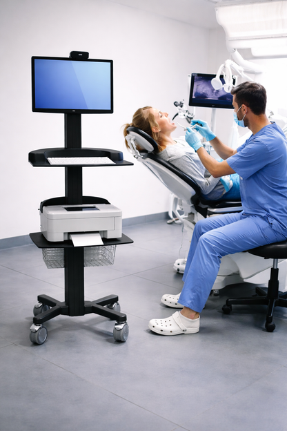 HSM-2 Clinical Computer on Wheels (COW) - Height Adjustable Stand