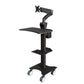 Sit Stand Medical Workstation with Gas Spring Arm and Keyboard Tray, Optional CPU Holder, Printer Shelf & Basket, Black (MCTGB) - Rife Medical Furniture