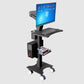 Sit Stand Medical Workstation with Gas Spring Arm and Keyboard Tray, Optional CPU Holder, Printer Shelf & Basket, Black (MCTGB) - Rife Medical Furniture