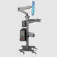 Sit Stand Medical Workstation with Gas Spring Arm and Keyboard Tray, Optional CPU Holder, Printer Shelf & Basket, Black (MCTGB) - Rife Medical Furniture