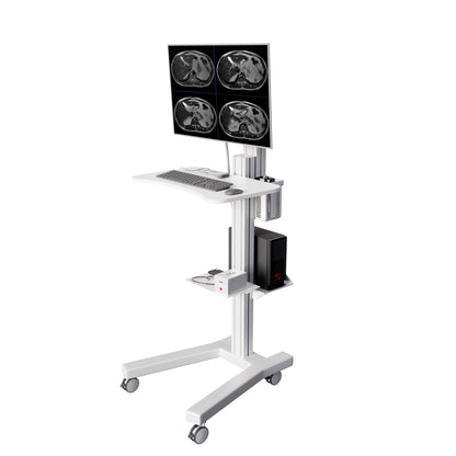 Mobile Medical Computer Cart: Seamless Efficiency for Healthcare Professionals , White (MCT09 - W) - Rife Medical Furniture