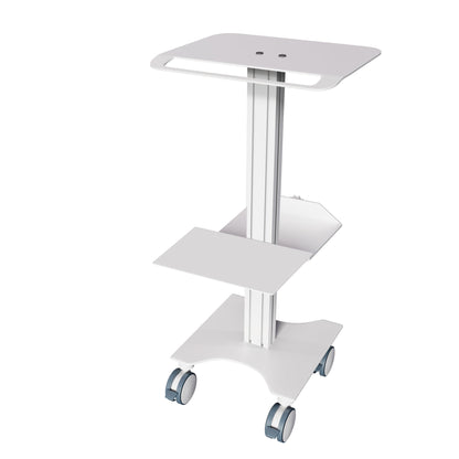 Medical Laptop Cart/Laptop Table, Curved Top Portable Stand with Lockable Wheels, Optional Printer Shelf & Basket, White (LPC07B) - Rife Medical Furniture