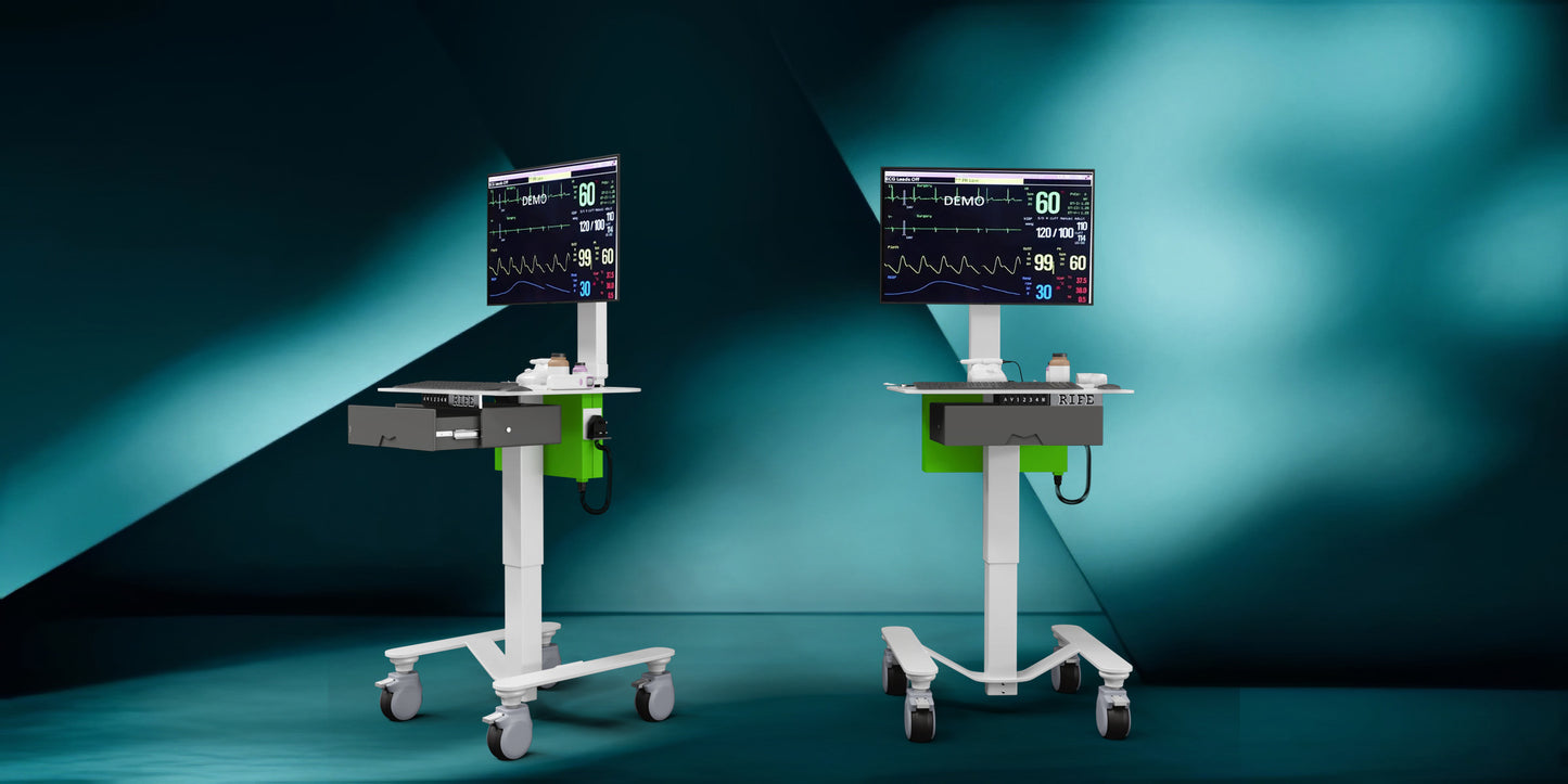 MHS5 Compact Bedside Monitor Cart with Storage Drawer