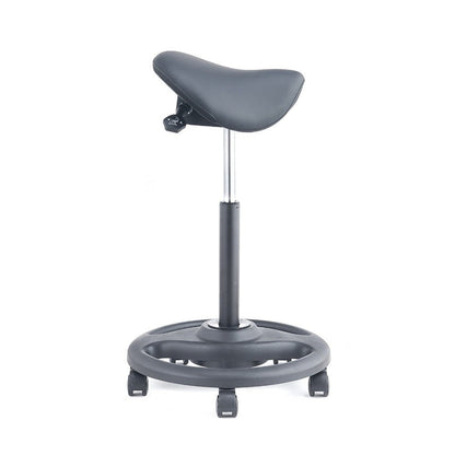 Ergonomic Height Adjustable Gas Lift Saddle Stool with Cushion Seat, Tilting Adjustable & Five Star Base, Black (RS28) - Rife Medical Furniture
