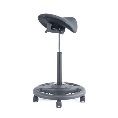 Ergonomic Height Adjustable Gas Lift Saddle Stool with Cushion Seat, Tilting Adjustable & Five Star Base, Black (RS28) - Rife Medical Furniture