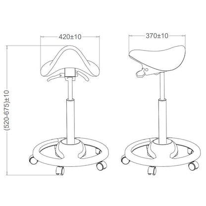 Ergonomic Height Adjustable Gas Lift Saddle Stool with Cushion Seat, Tilting Adjustable & Five Star Base, Black (RS28) - Rife Medical Furniture