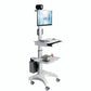 Single Monitor Medical Cart With Lockable Wheels and Camera Shelf For Telemedicine, White (HSC08) - Rife Medical Furniture