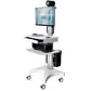 Single Monitor Medical Cart With Lockable Wheels and Camera Shelf For Telemedicine, White (HSC08) - Rife Medical Furniture