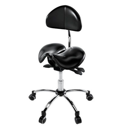 Ergonomic Adjustable Rolling Active Chair with Back Rest Support, Saddle Seat and Angle Adjustment, Black (R400) - Rife Medical Furniture