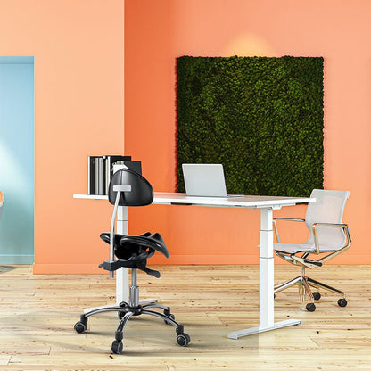 Ergonomic Adjustable Rolling Active Chair with Back Rest Support, Saddle Seat and Angle Adjustment, Black (R400) - Rife Medical Furniture
