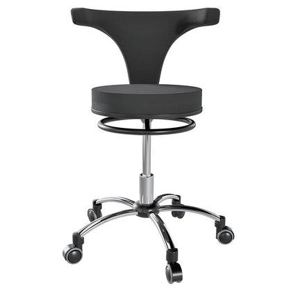 Ergonomic Adjustable Chair With Round Bar Mechanism, Saddle Seat and 360 Degree Angle Adjustment, Black (R103) - Rife Medical Furniture