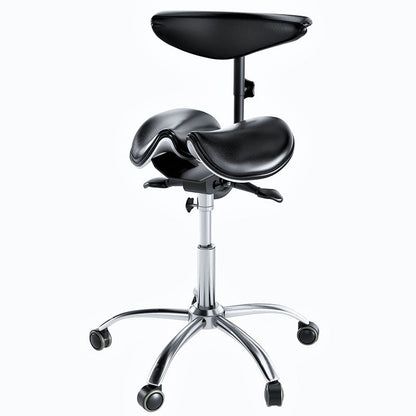 Ergonomic Saddle Stool with Back Support, Saddle Seat and Angle Adjustment, Black (R801) - Rife Medical Furniture