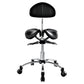 Ergonomic Adjustable Rolling Active Chair with Back Rest Support, Saddle Seat and Angle Adjustment, Black (R400)