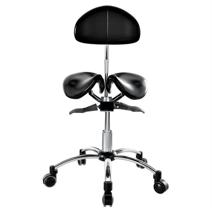Ergonomic Adjustable Rolling Active Chair with Back Rest Support, Saddle Seat and Angle Adjustment, Black (R400) - Rife Medical Furniture