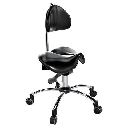Ergonomic Adjustable Rolling Active Chair with Back Rest Support, Saddle Seat and Angle Adjustment, Black (R400) - Rife Medical Furniture