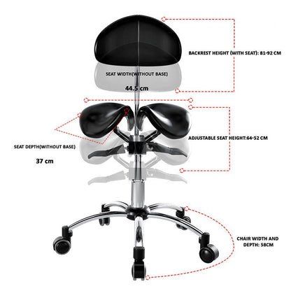 Ergonomic Adjustable Rolling Active Chair with Back Rest Support, Saddle Seat and Angle Adjustment, Black (R400) - Rife Medical Furniture