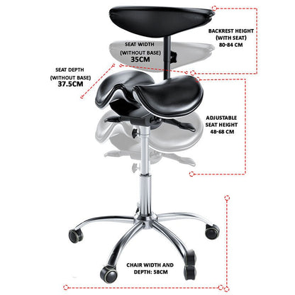 Ergonomic Saddle Stool with Back Support, Saddle Seat and Angle Adjustment, Black (R801) - Rife Medical Furniture