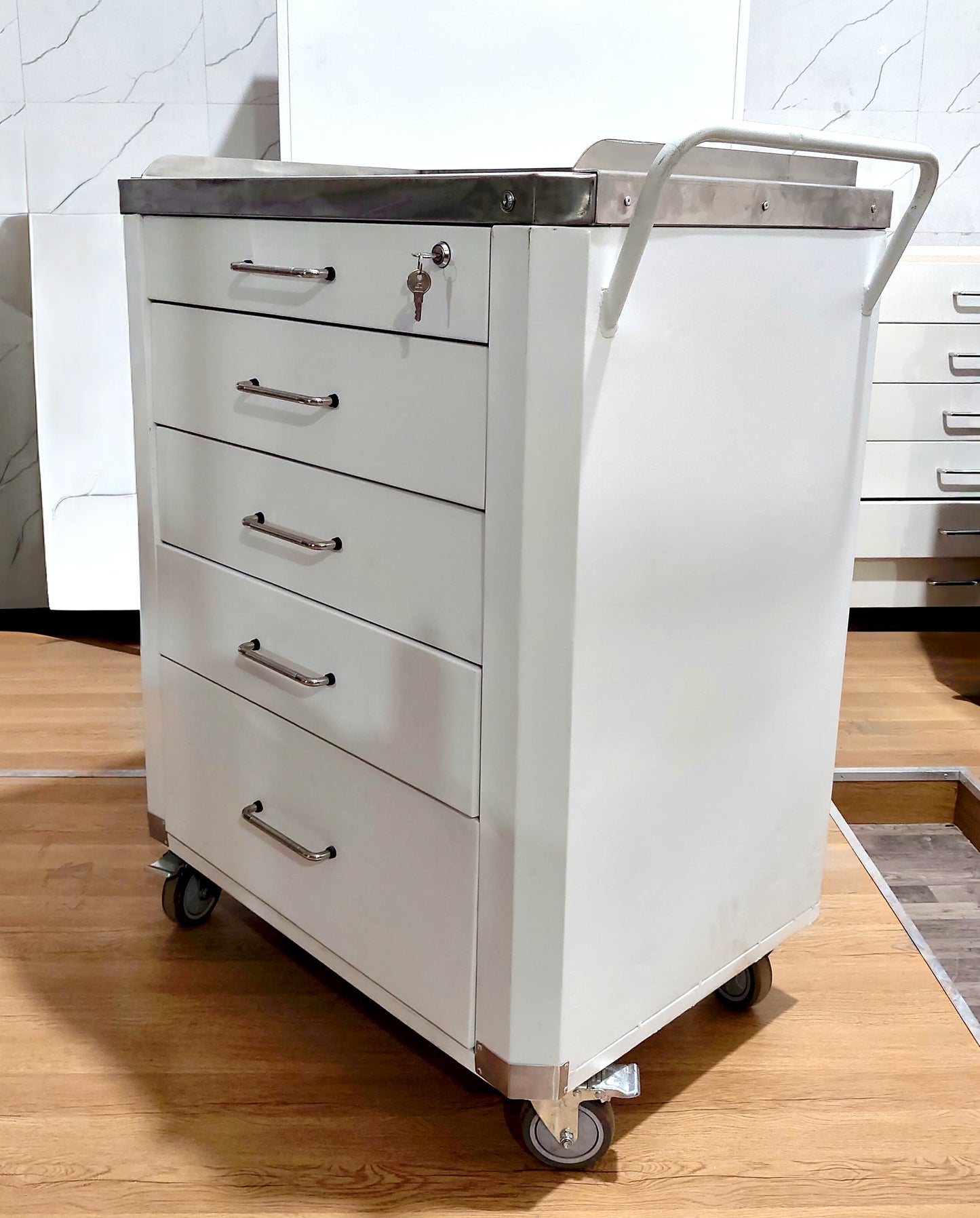 Stainless Steel 4 or 5 Drawers Medicine Trolley – Durable & Efficient