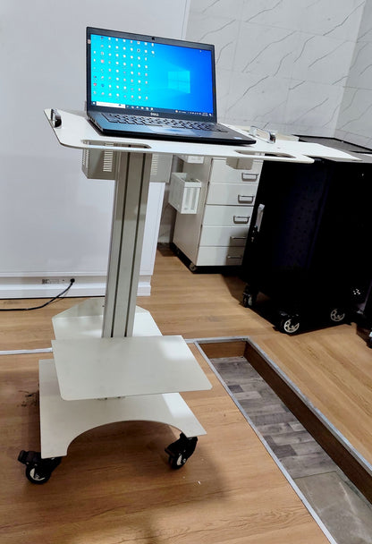 Ergonomic Laptop Dental Cart with Intraoral Scanner Holder & mouse tray - Rife Medical Furniture