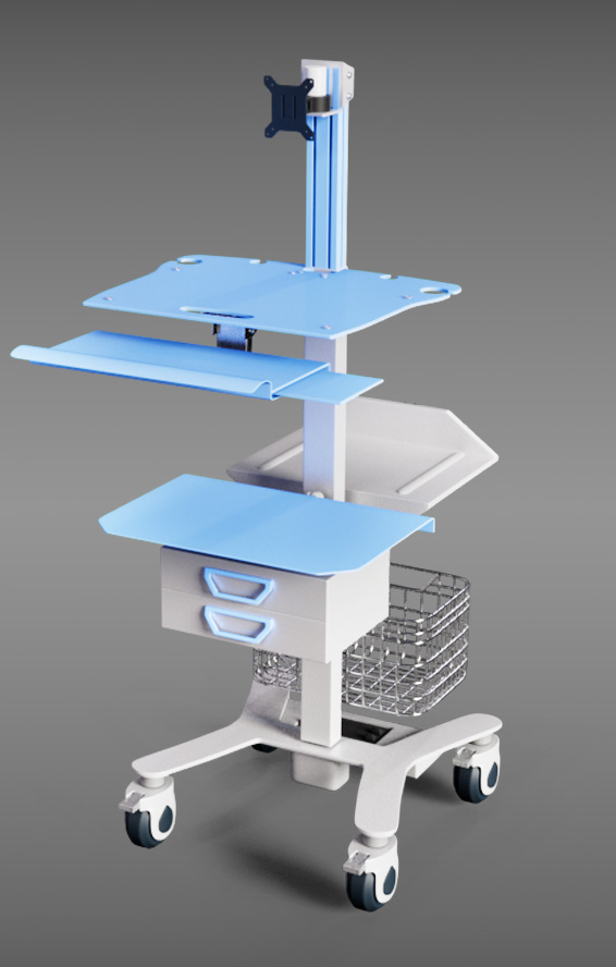 HSM-8 Heavy-Duty Medical Equipment Cart - Rolling IT Workstation