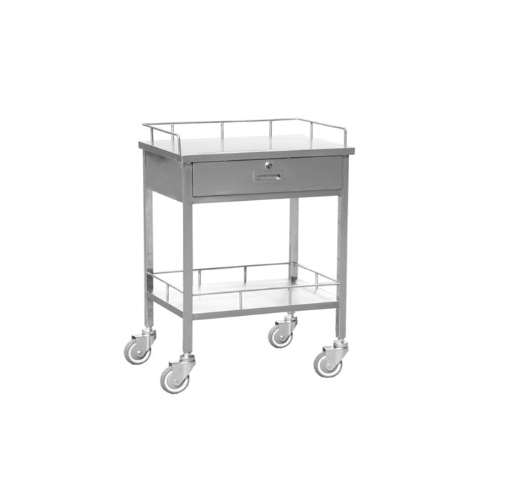 Two-tier stainless steel instrument trolley