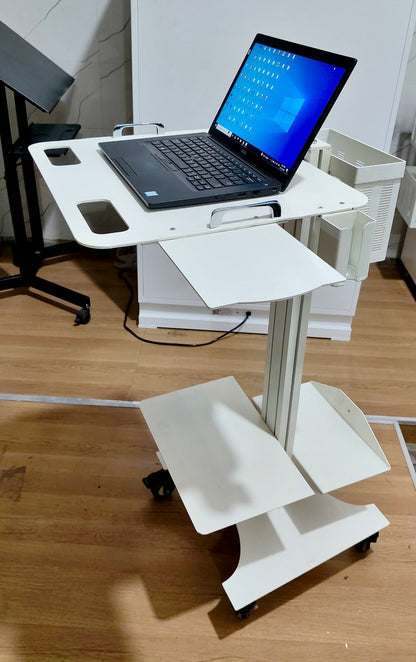 Ergonomic Laptop Dental Cart with Intraoral Scanner Holder & mouse tray - Rife Medical Furniture