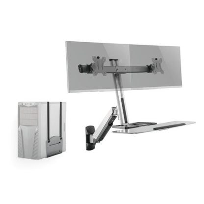 DUAL SCREEN CLASSIC GAS SPRING COMPUTER WALL MOUNT WITH CPU HOLDER Rf-DWS02-W02