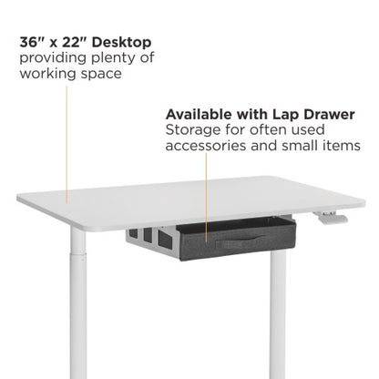 COMPACT MOBILE PNEUMATIC SIT-STAND DESKS WITH ROUND LEGS AND LAP DRAWER Rf-G02-22DR-DB