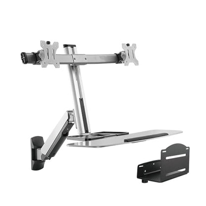 DUAL SCREEN CLASSIC GAS SPRING COMPUTER WALL MOUNT WITH CPU HOLDER Rf-DWS02-W02