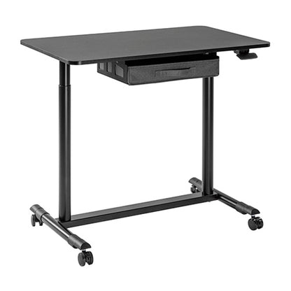COMPACT MOBILE PNEUMATIC SIT-STAND DESKS WITH ROUND LEGS AND LAP DRAWER Rf-G02-22DR-DB