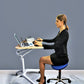 Pneumatic Sit-Stand Mobile Laptop Cart, Height Adjustable Multi-Purpose Rolling Podium Lectern with Wheels Laptop Workstation, Silver