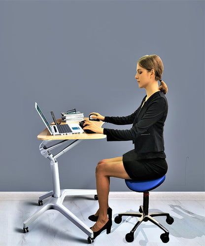 Gas-Spring Mobile Laptop Cart for Clinics and Training