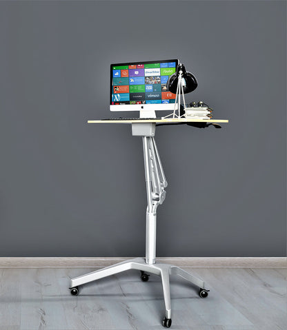 Gas-Spring Mobile Laptop Cart for Clinics and Training