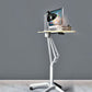 Pneumatic Sit-Stand Mobile Laptop Cart, Height Adjustable Multi-Purpose Rolling Podium Lectern with Wheels Laptop Workstation, Silver