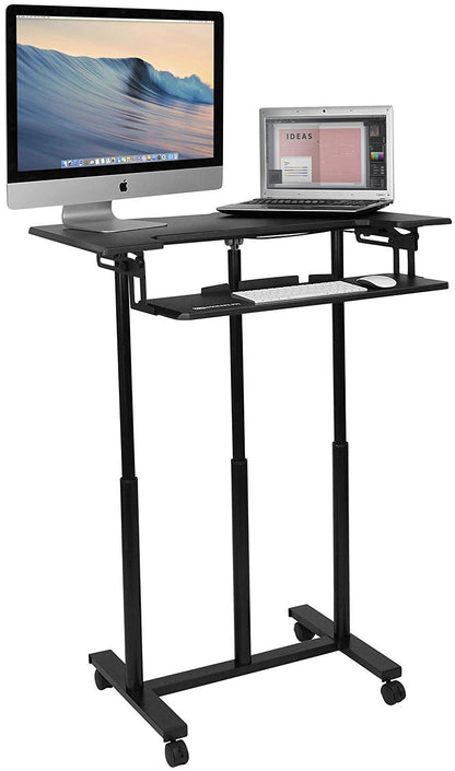 MCT05 Mobile Sit-Stand Computer Workstation with Keyboard Tray