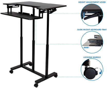 MCT05 Mobile Sit-Stand Computer Workstation with Keyboard Tray