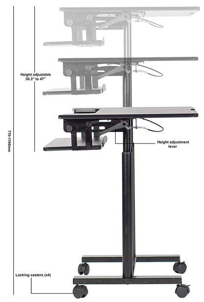 MCT05 Mobile Sit-Stand Computer Workstation with Keyboard Tray