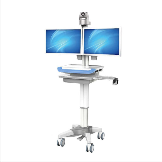 Dual Monitor Medical Cart with Lockable Wheels for Telemedicine Model  HSC-03G