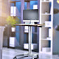 Pneumatic Adjustable Height Laptop Desk, Sit and Stand Mobile Laptop Computer Desk Cart, Ergonomic Design, Excellent Lectern for Classrooms, Offices, and Home, Silver (LPTR)