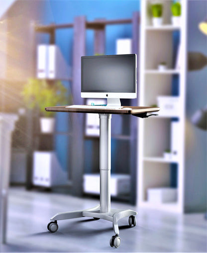 Instant Multi-Purpose Rolling Podium Lectern with Wheels Laptop Workstation, Height Adjustable Pneumatic Sit-Stand Mobile Laptop Cart