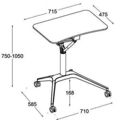 Gas-Spring Mobile Laptop Cart for Clinics and Training